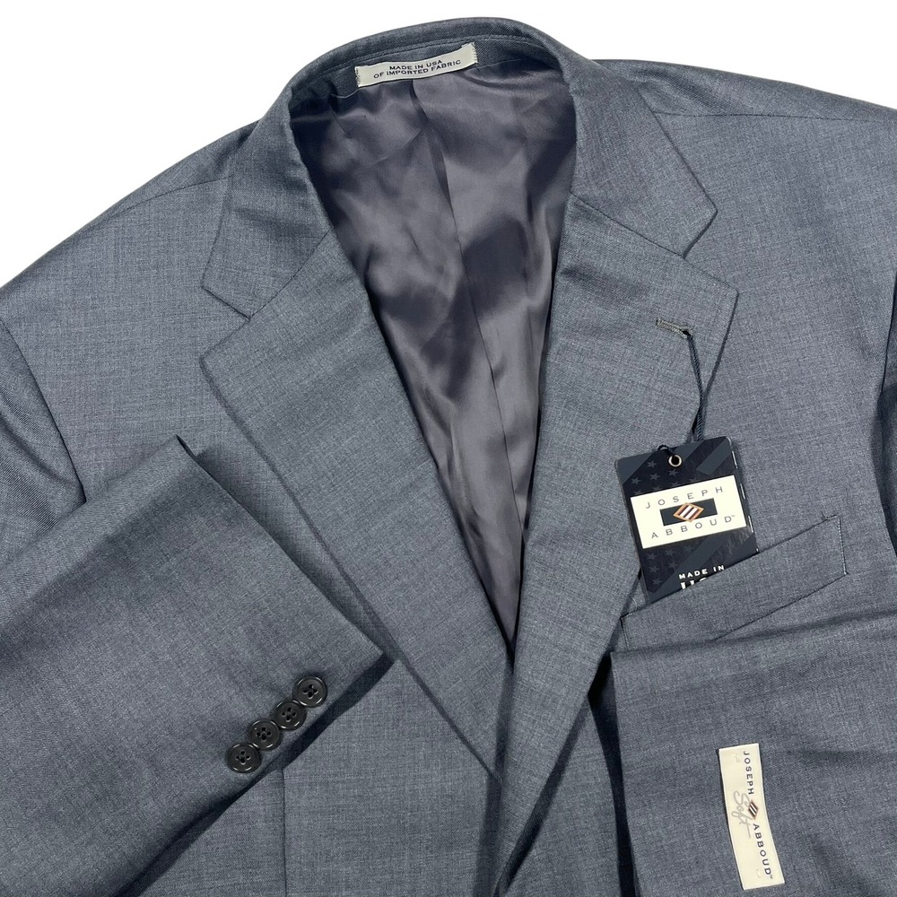 Joseph Abboud Blazer Men 44L Grey Zignone Super 110s Wool 2-Button Made in USA